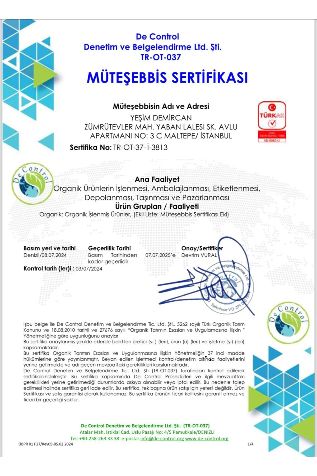 Organik Elma Suyu Konsantresi 1320g (ANALİZLİ - KATKI VE KORUYUCU