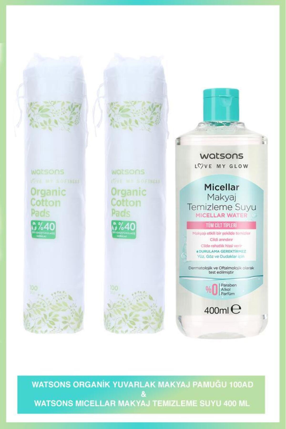 Organik Makyaj Pamuğu * 2 + 400 Ml Micellar Makyaj Temizleme Suyu