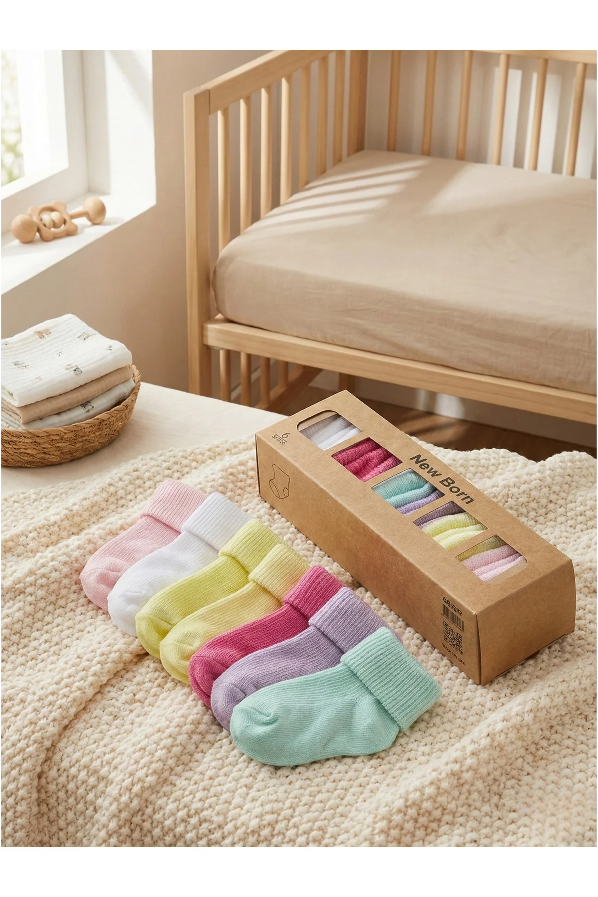 Organik Pamuk Kız/Erkek Bebek 6’lı Kutulu Premium Yeni Doğan Çorabı Organik Pamuk Kız/Erkek Bebek 6’lı Kutulu Premium Yeni Doğan Çorabı