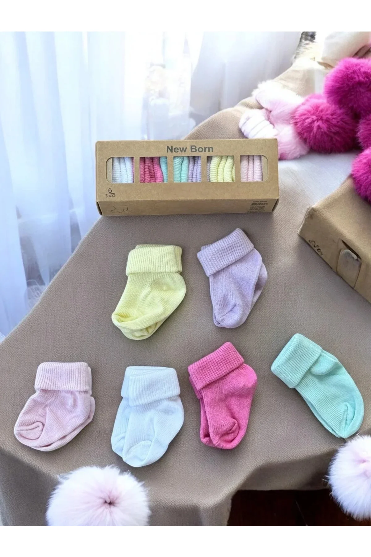 Organik Pamuk Kız/Erkek Bebek 6’lı Kutulu Premium Yeni Doğan Çorabı Organik Pamuk Kız/Erkek Bebek 6’lı Kutulu Premium Yeni Doğan Çorabı