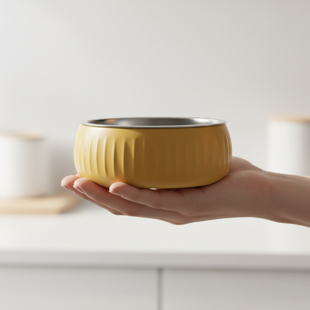 Organik Seramik Kedi Köpek Mama Kabı Doğal Paslanmaz Çelik İç Kap