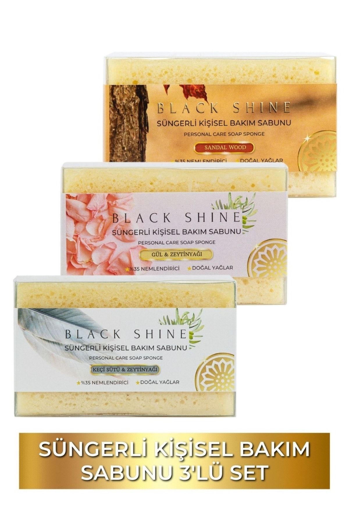 Organik Süngerli Kişisel Bakım Sabunu , El Yapımı - Aile Seti Gül - Keçi Sütlü - Sandal