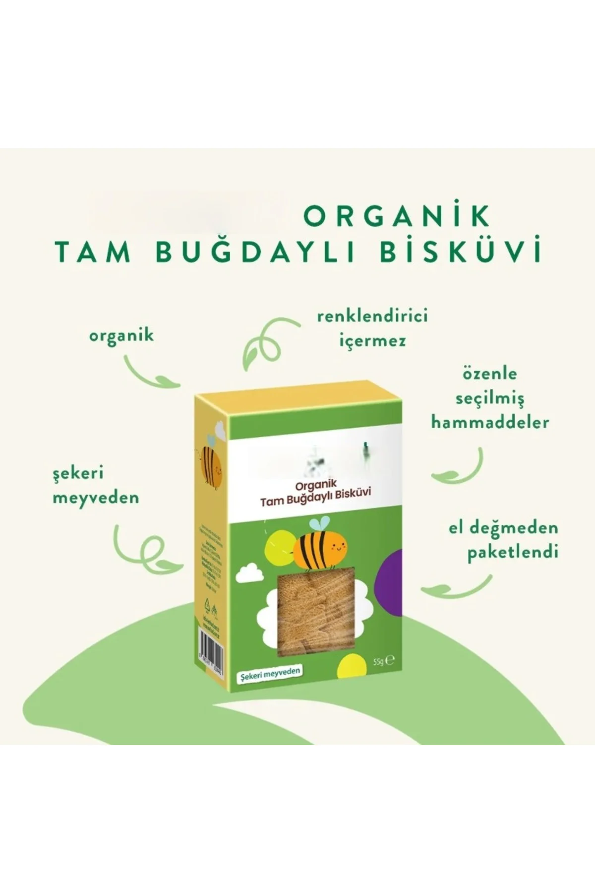 Organik Tam Buğdaylı Bisküvi 55gr