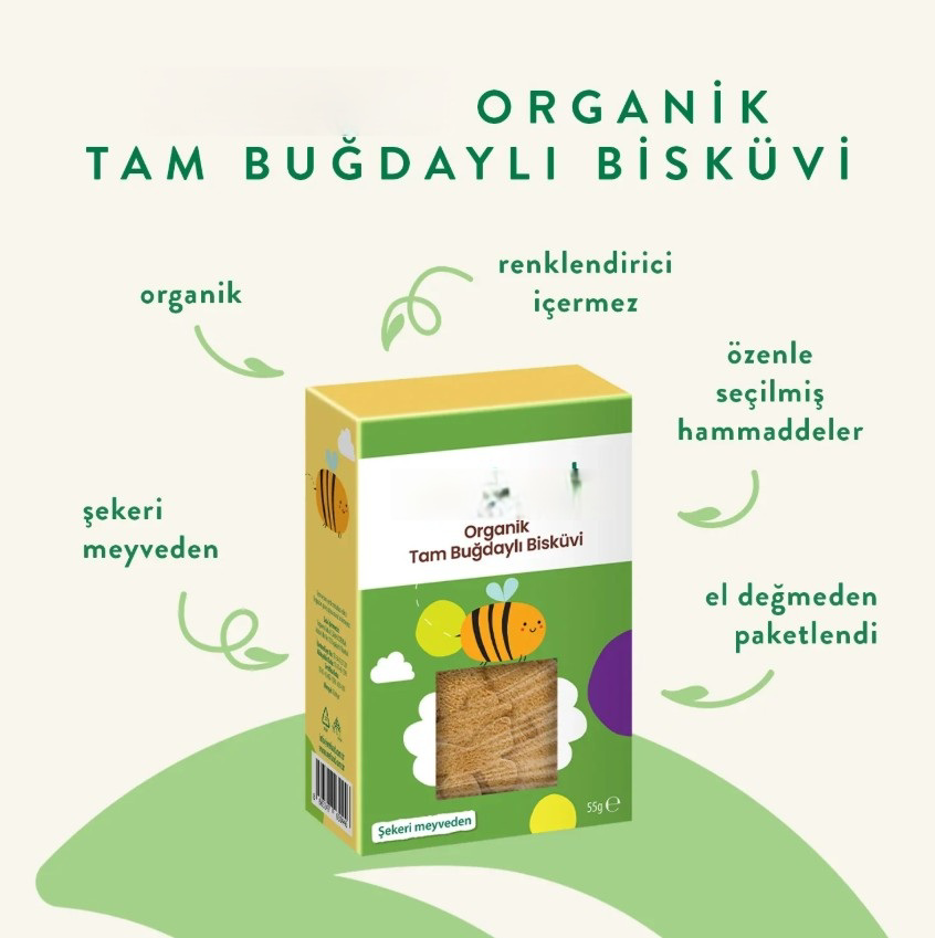 Organik Tam Buğdaylı Bisküvi 55gr
