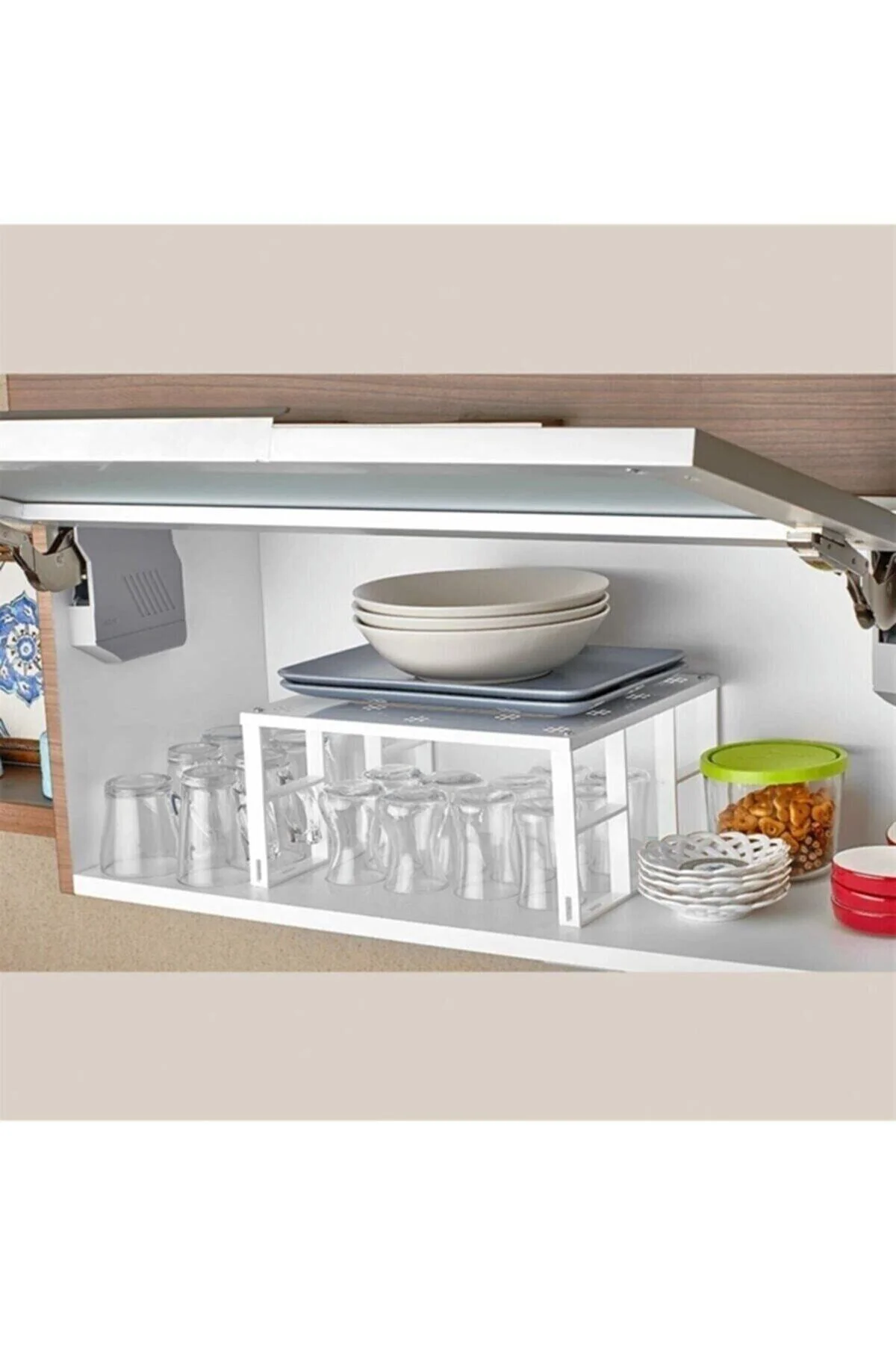 Organizer Dolap Içi Düzenleyici Raf Metal Tabak Bardak Rafı