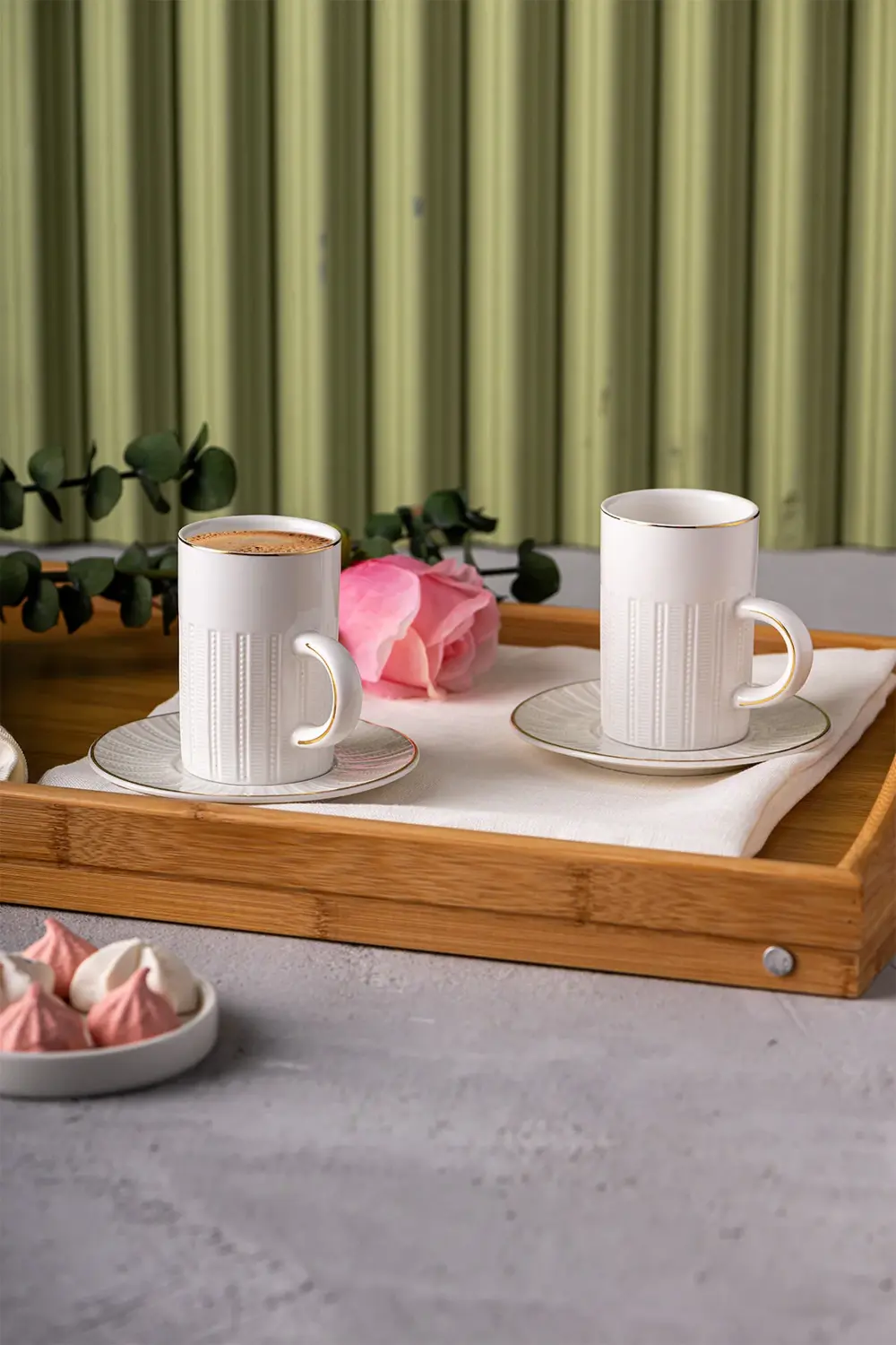 Örgü Desen Double Kahve Fincanı 150 cc Gold