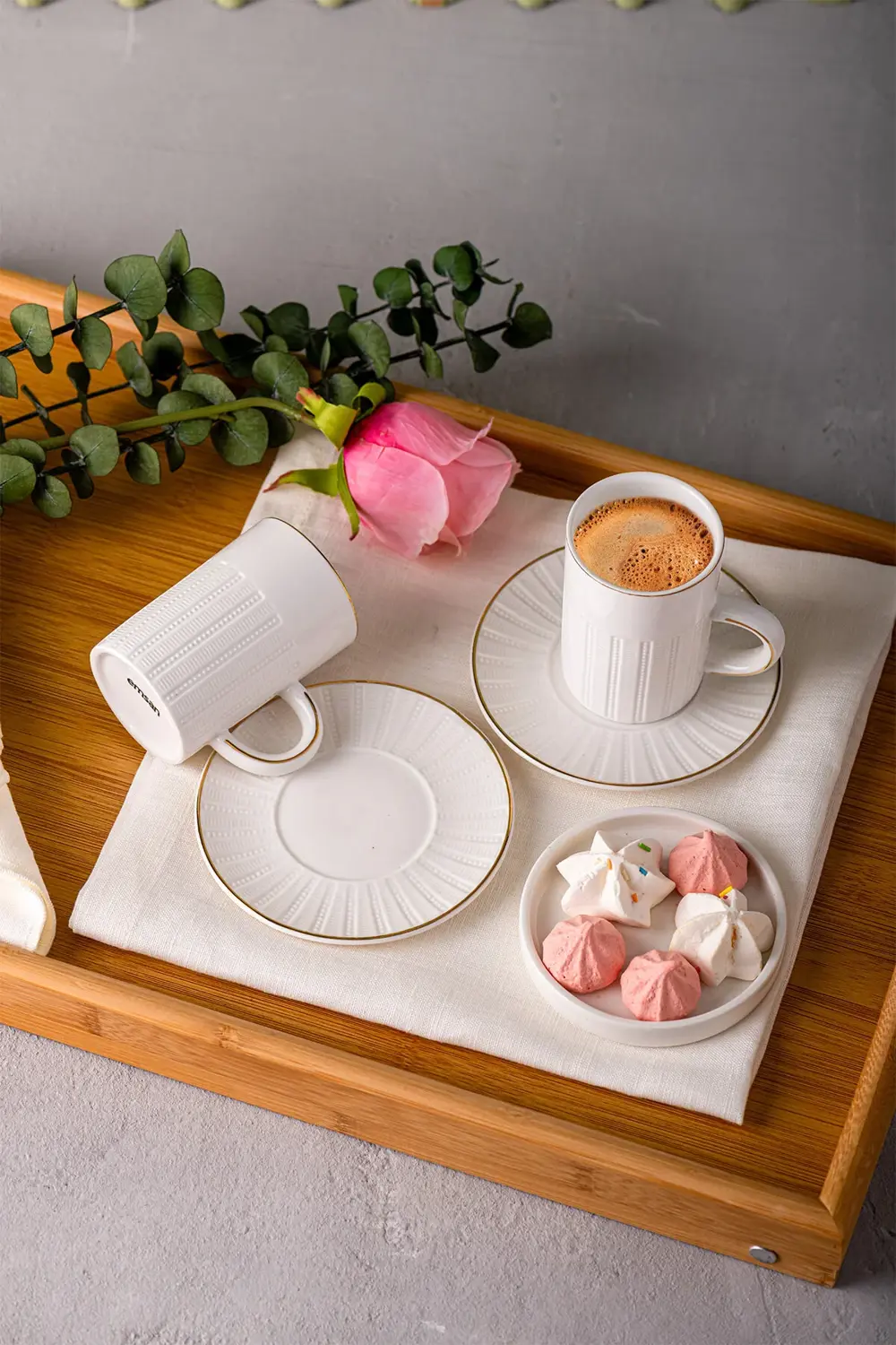 Örgü Desen Double Kahve Fincanı 150 cc Gold