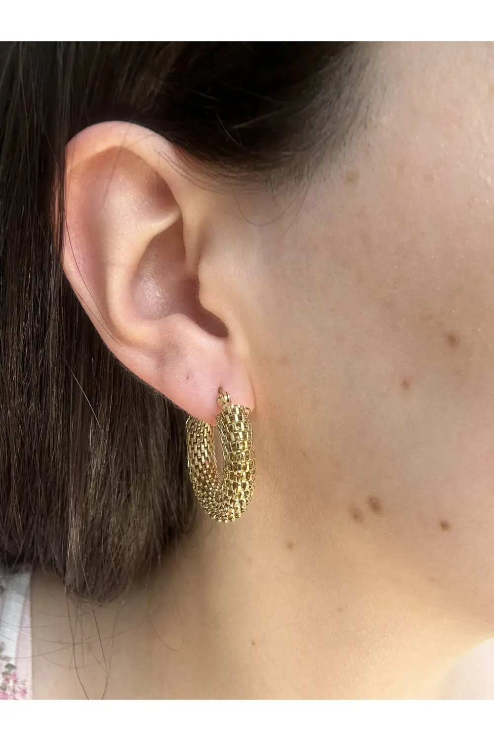 Atelier Emine Örgü Desen Gold Küpe