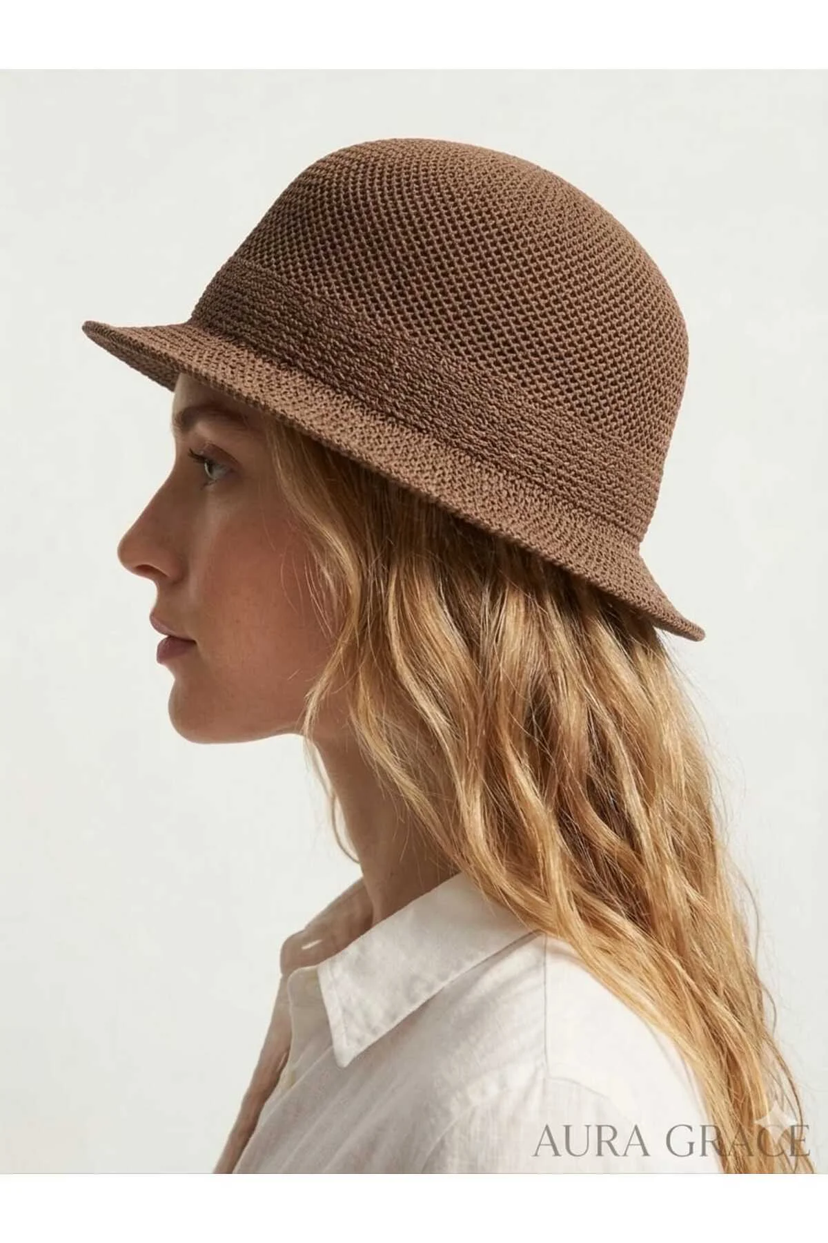 Örgü Hasır Görünümlü Kova Şapka Nefes Alabilen Yazlık Bucket Hafif ve Şık Tasarım Günlük & Tatil Kullanım Trend Stil Sahibi Unisex