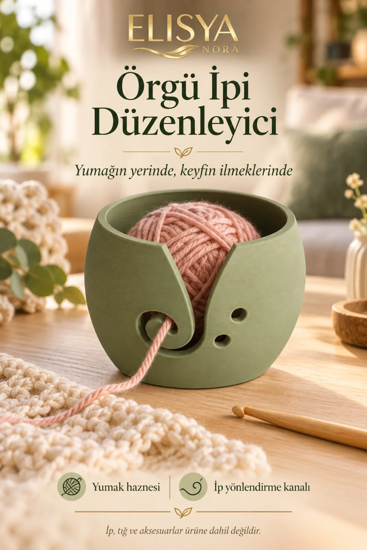 Örgü İpi Düzenleyici Yumak Tutucu Örgü Kasesi 12 cm - Görsel 2
