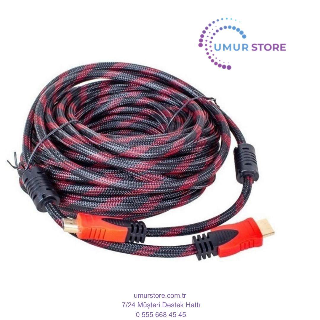 Örgülü Gold HDMI Kablo Poşetli 15 mt Örgülü Gold HDMI Kablo Poşetli 15 mt