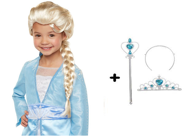 Örgülü Karlar Ülkesi Frozen Elsa Peruğu Tacı ve Sopası Çocuk Boy Örgülü Karlar Ülkesi Frozen Elsa Peruğu Tacı ve Sopası Çocuk Boy