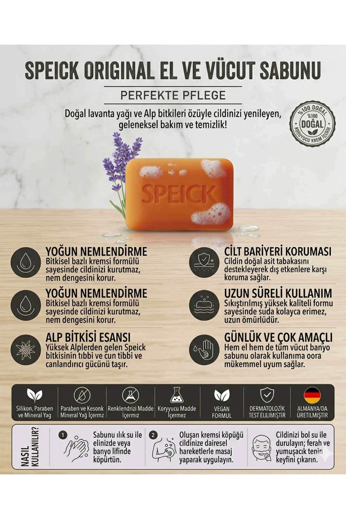 Original El ve Vücut Sabunu 100 gr | Doğal İçerik, Lavanta Yağı &