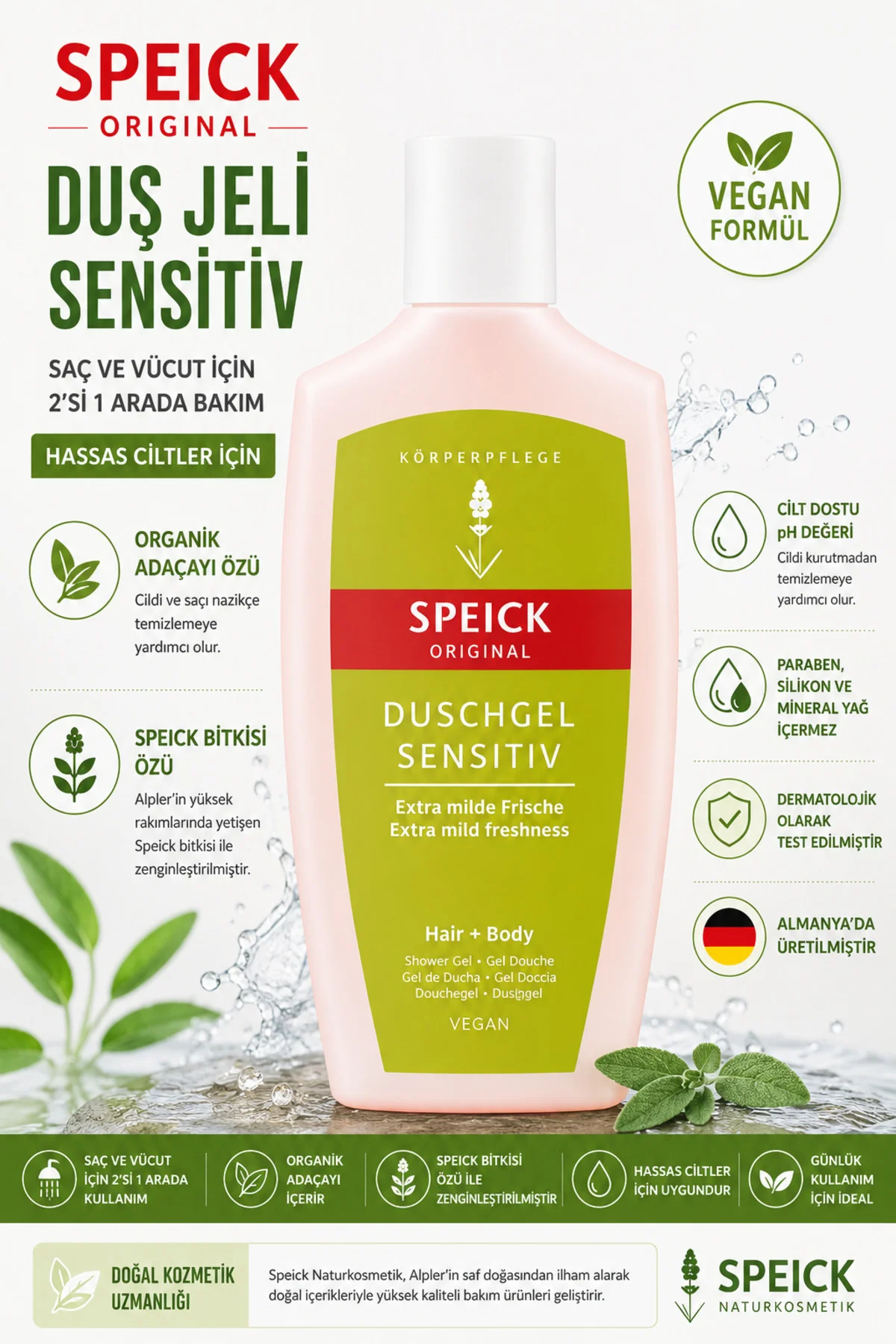 Original Hassas Ciltler İçin Duş Jeli 250 ml – Saç ve Vücut İçin 