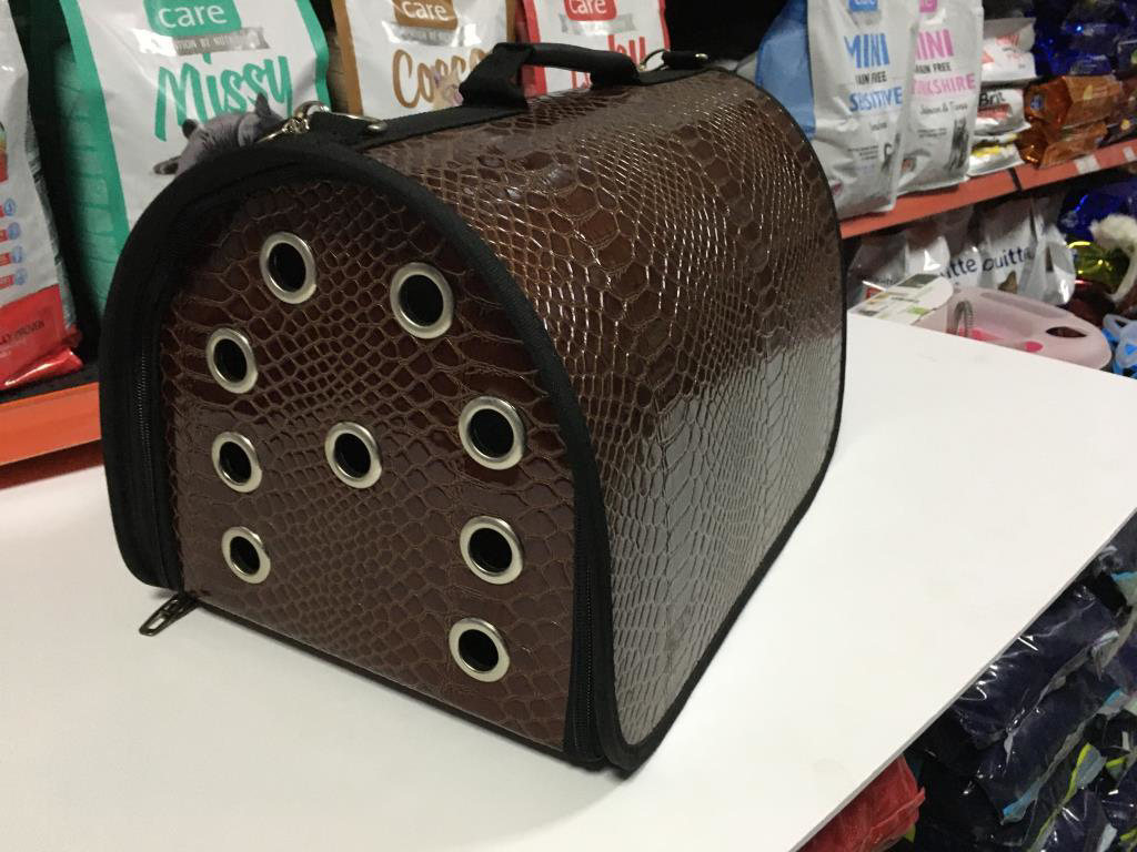 Orijin  Kedi Köpek Deri Flybag Taşıma Çantası Kahverengi 42X26x25 