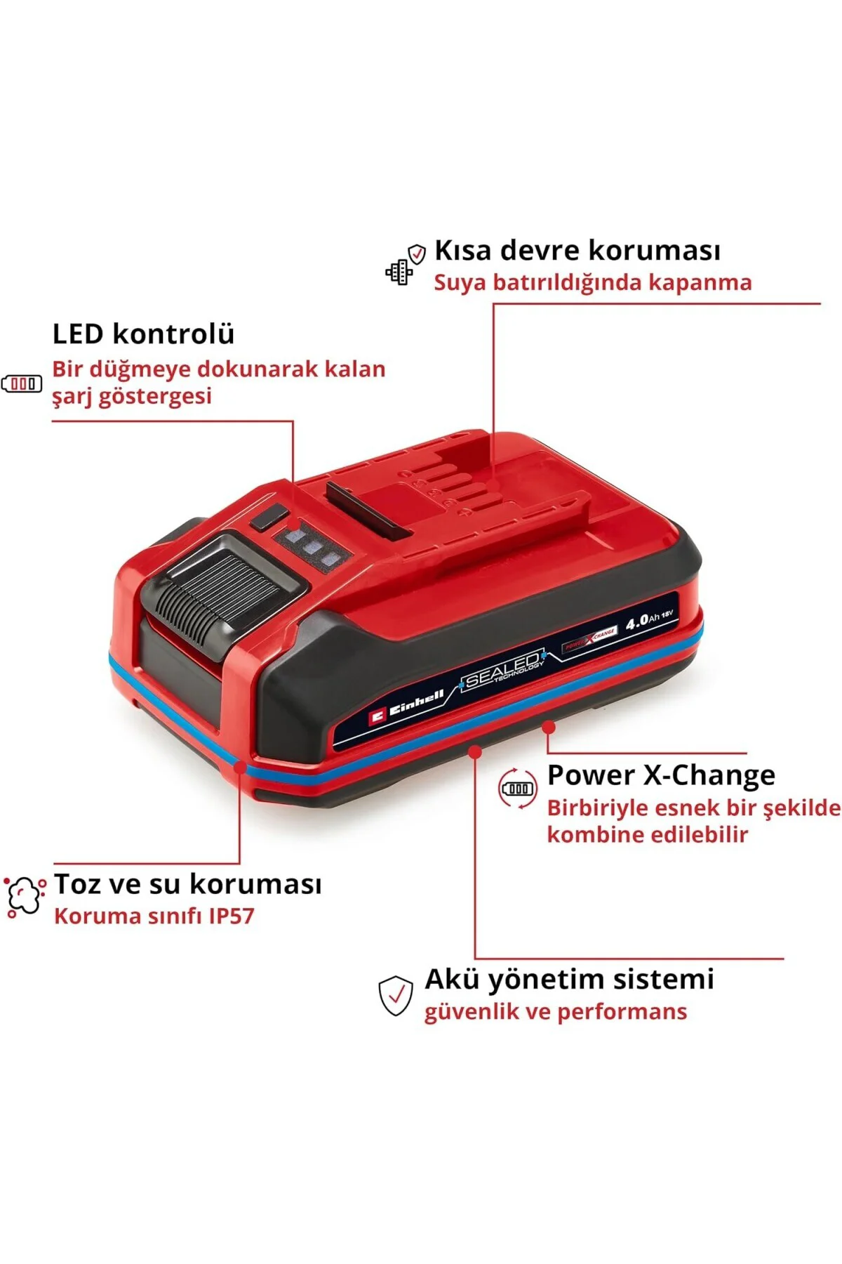 Orijinal 18 V 4.0 Ah SEALED Power X-Change PLUS (18 V Akü, Su ve 
