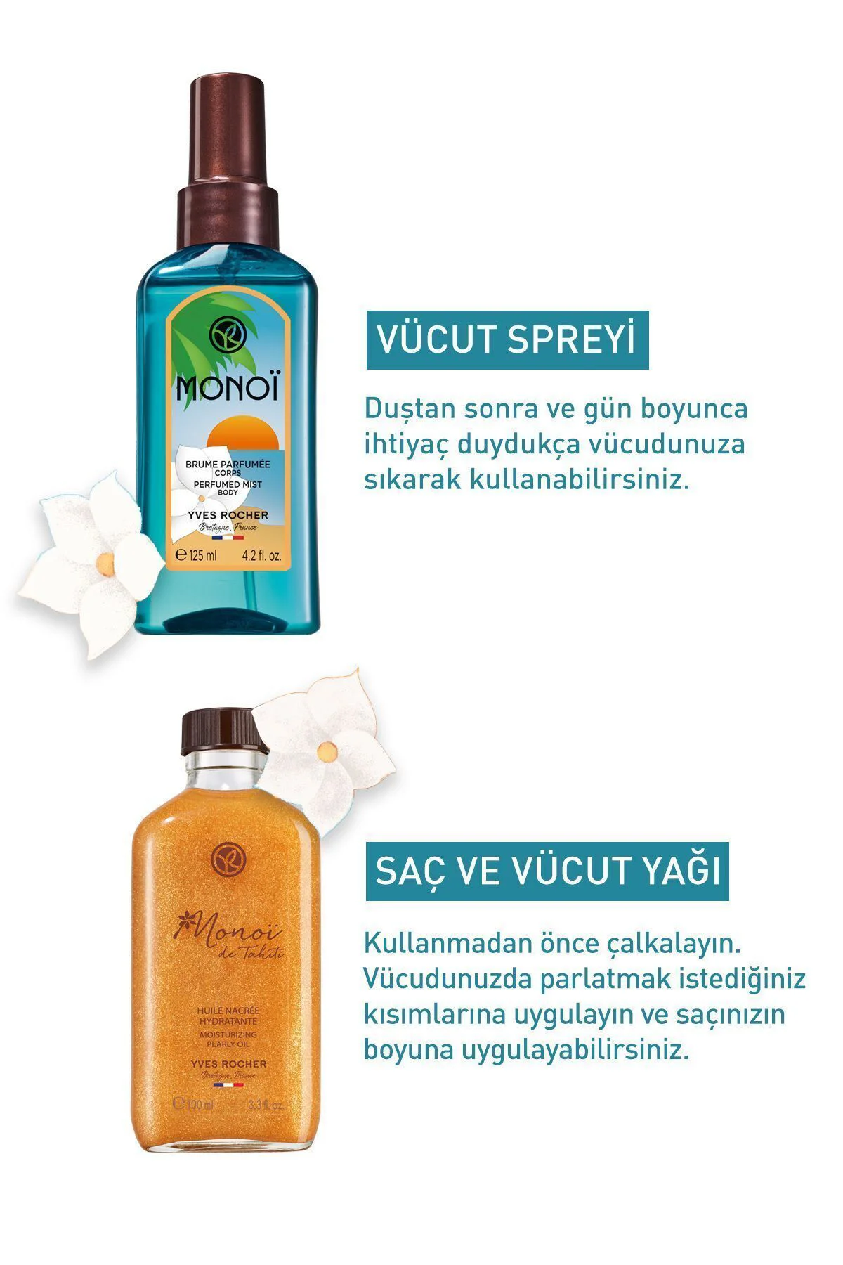Orijinal Boy Monoi Işıltılı Vücut Spreyi, Saç Ve Vücut Yağı Seti-