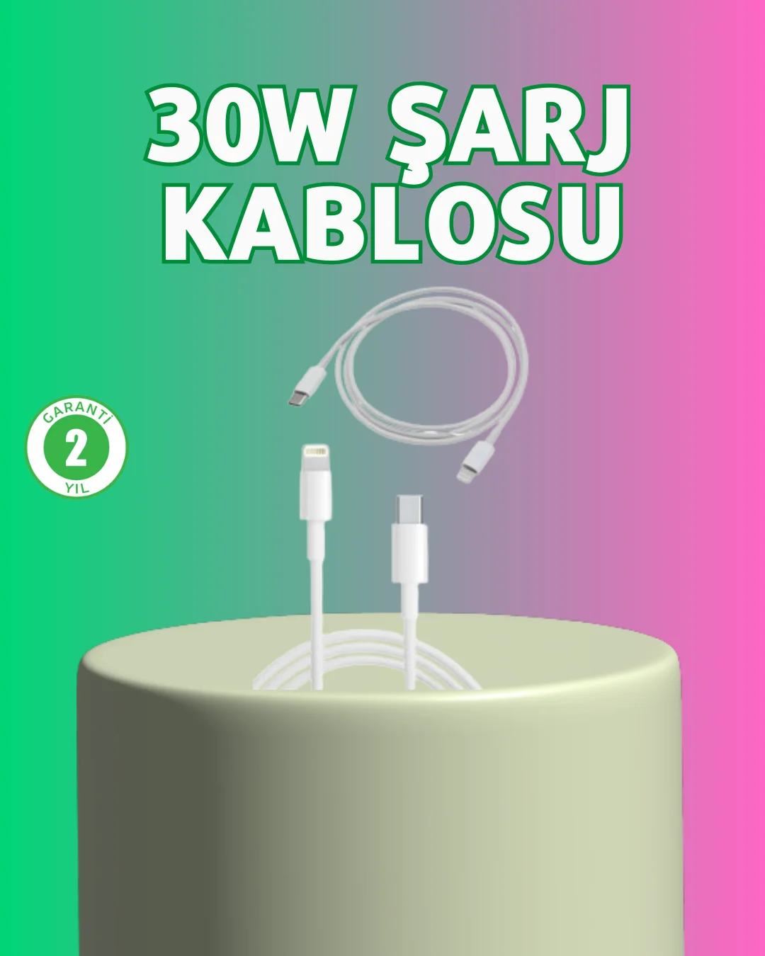 Orijinal Kalite 30W Type-C Lightning Hızlı Şarj Kablosu – 1.2m Da