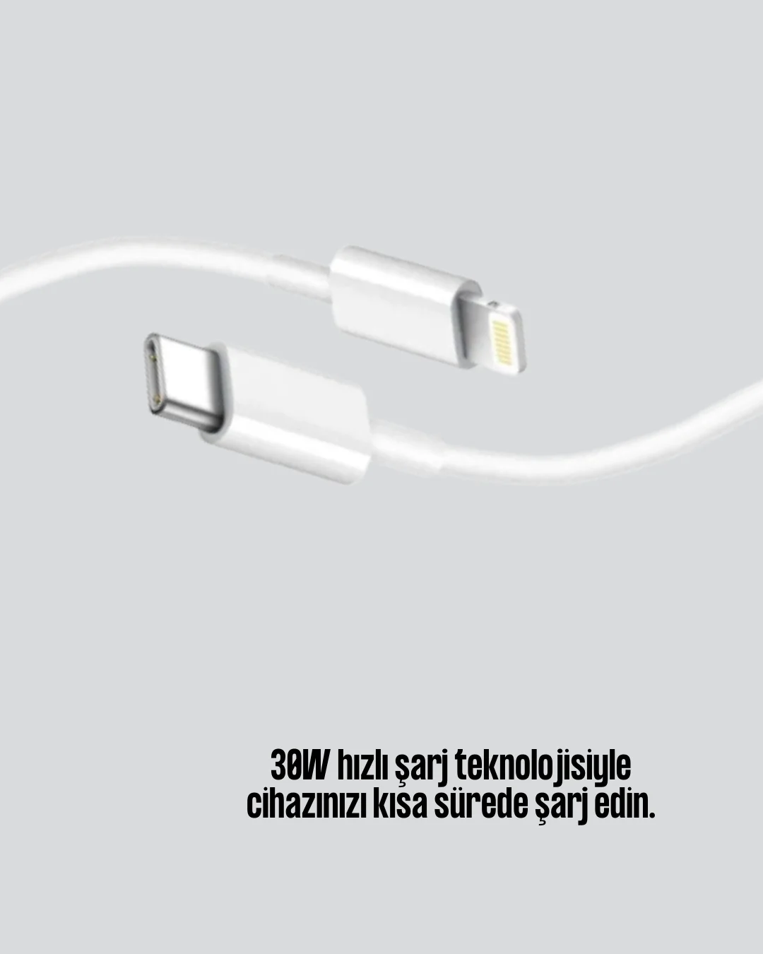 Orijinal Kalite 30W Type-C Lightning Hızlı Şarj Kablosu – 1.2m Dayanıklı