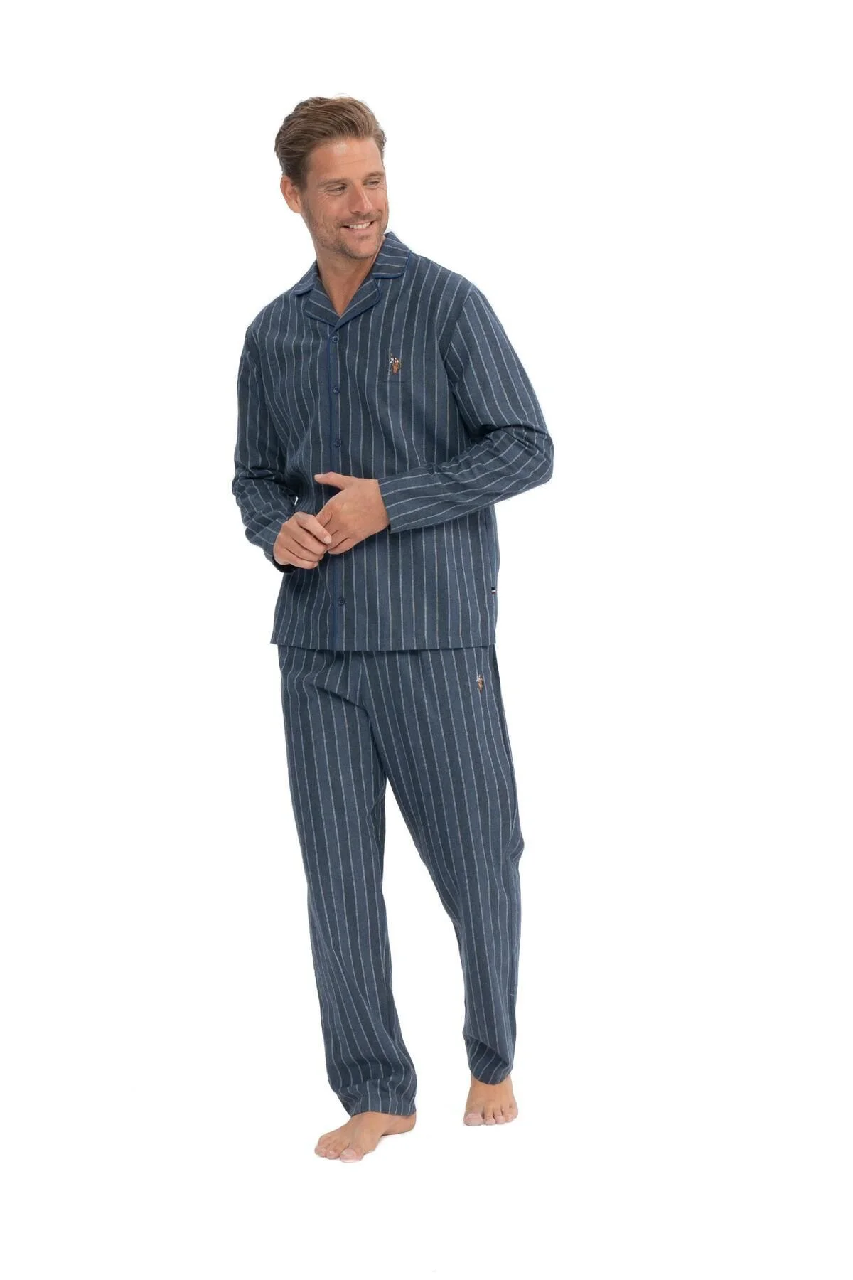 Orijinal, Lisanslı Erkek Lacivert Melanj Boydan Patlı Pijama Takı