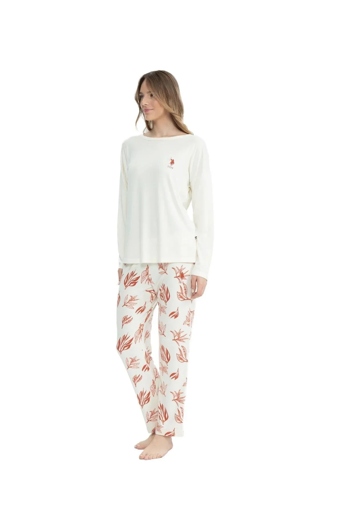 Orijinal Lisanslı Kadın Kiremit Yuvarlak Yaka Pijama Takımı 17106 Orijinal Lisanslı Kadın Kiremit Yuvarlak Yaka Pijama Takımı 17106