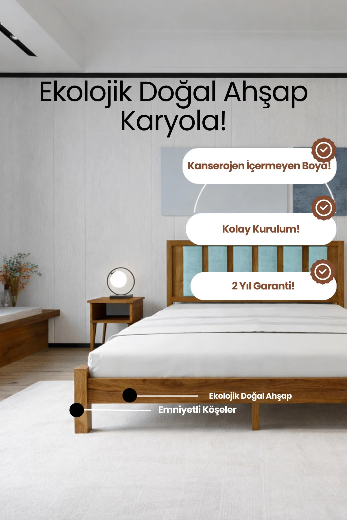 Orion Camgöbeği Puflu Başlık Masif Ahşap Karyola- Camgöbeği Turkuaz Puflu Konfor Başlıklı Karyola Fiyatı, Yorumları ve Özellikleri