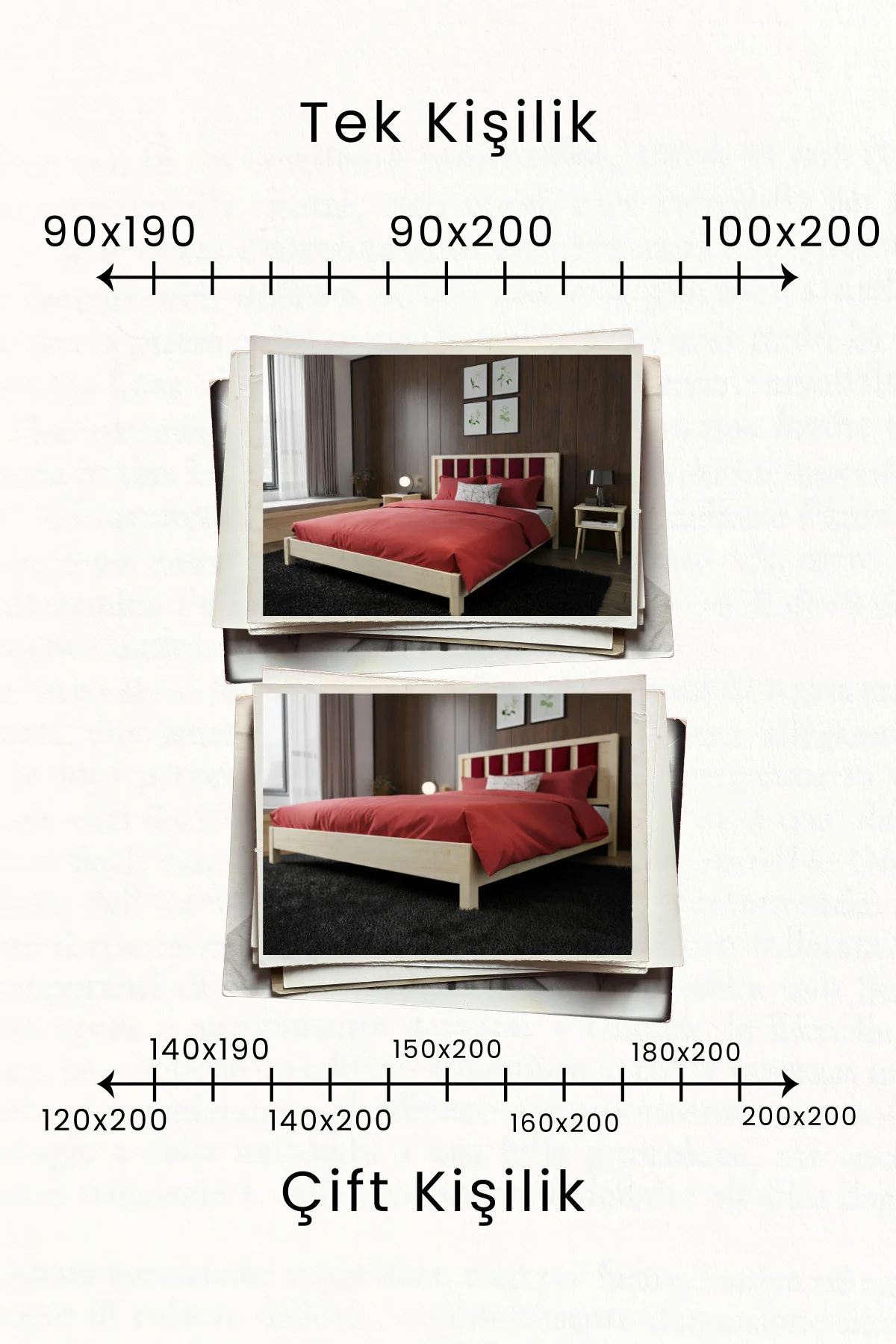 Orion Model Bordo Puf Başlıklı Masif Ahşap Karyola Kolay Kurulum Fırınlanmış İthal Sibirya Çamı 160x200 Yatak Uyumlu