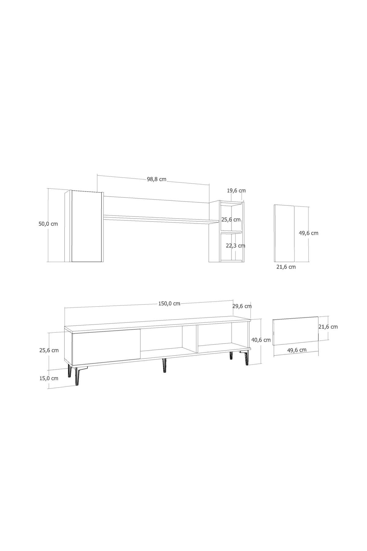 Cantek Dizayn Orionct Şömineli (A) Tv Ünitesi Takimi Antrasit-Altin