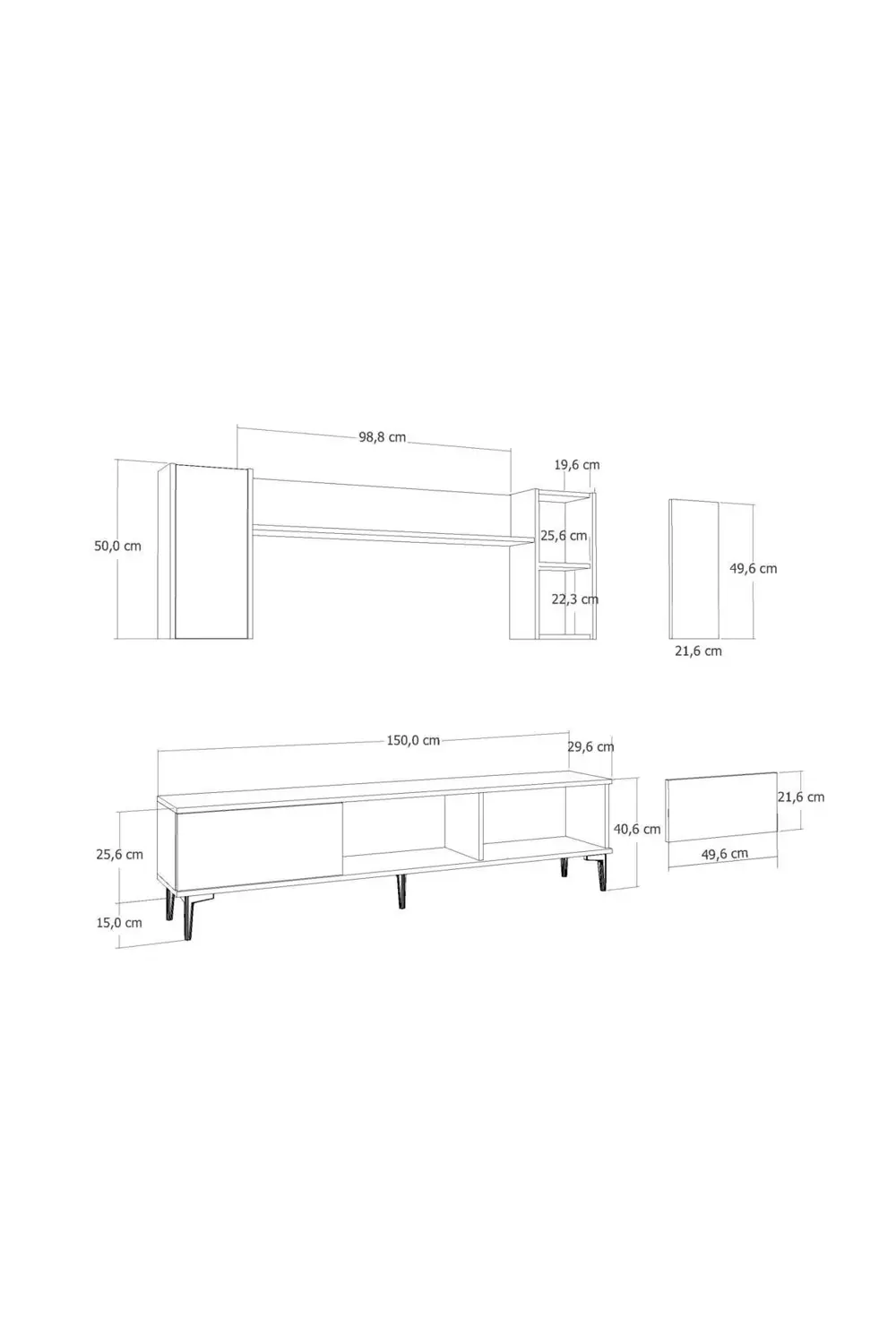 ORİONCT ŞÖMİNELİ (A) TV ÜNİTESİ TAKIMI ANTRASİT-ALTIN