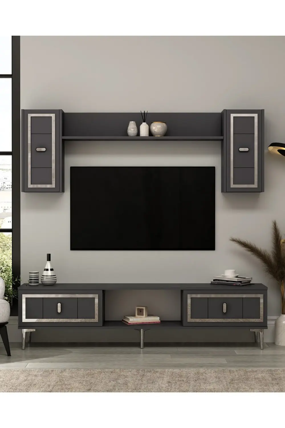 ORİONCT TV ÜNİTESİ TAKIMI ANTRASİT-GÜMÜŞ