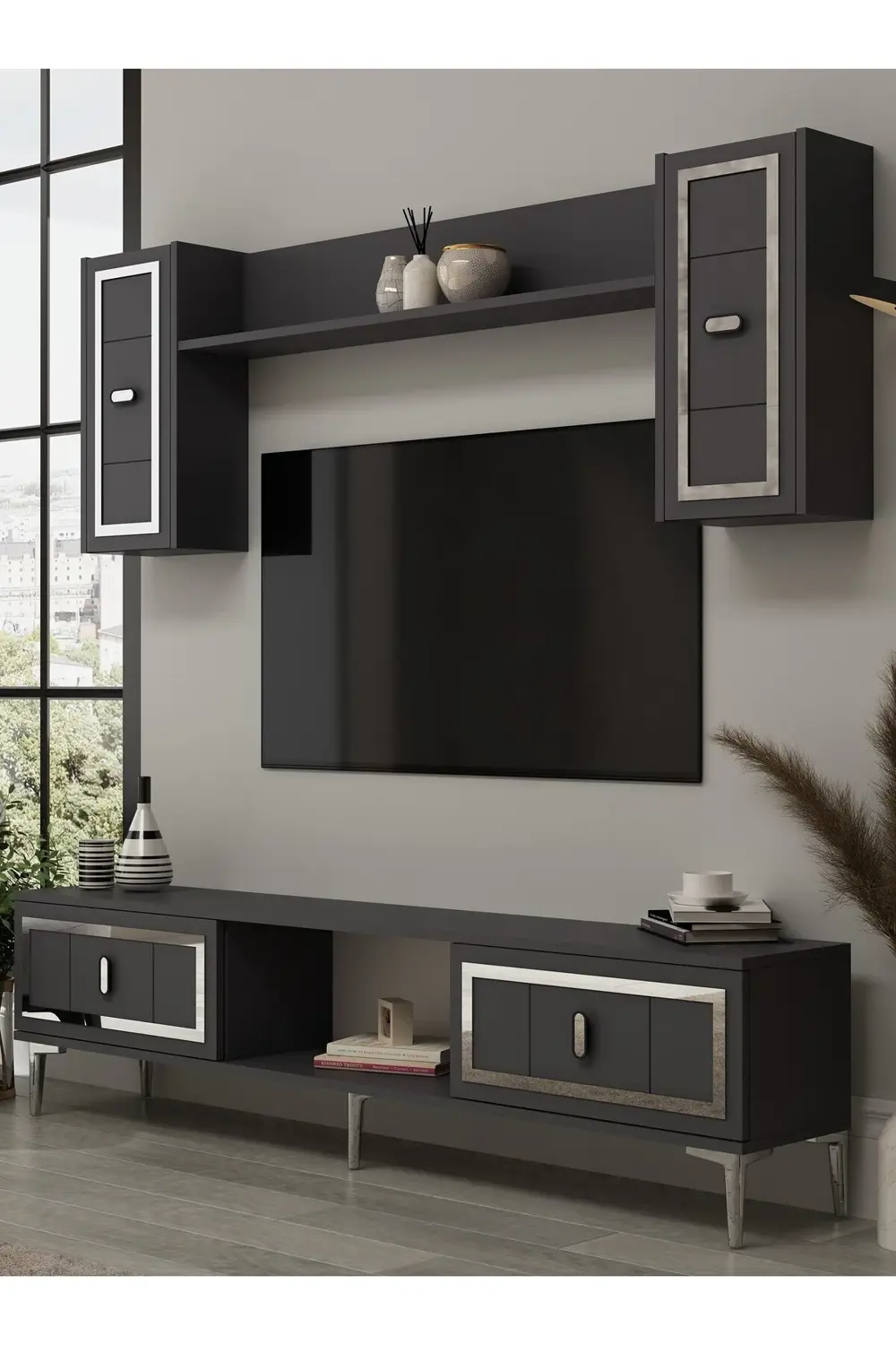 ORİONCT TV ÜNİTESİ TAKIMI ANTRASİT-GÜMÜŞ