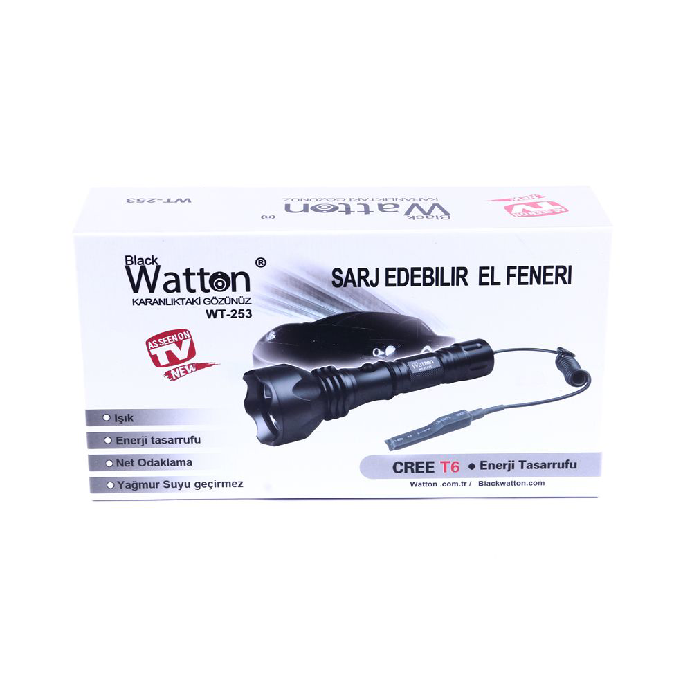 Orjinal 600 Lümen Tx6 Şarjlı Özel Avcı Feneri Watton Wt-253 TdrTR