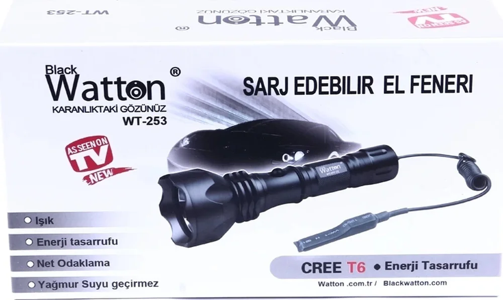 Orjinal 600 Lümen Tx6 Şarjlı Özel Avcı Feneri Wt-253 Asorti