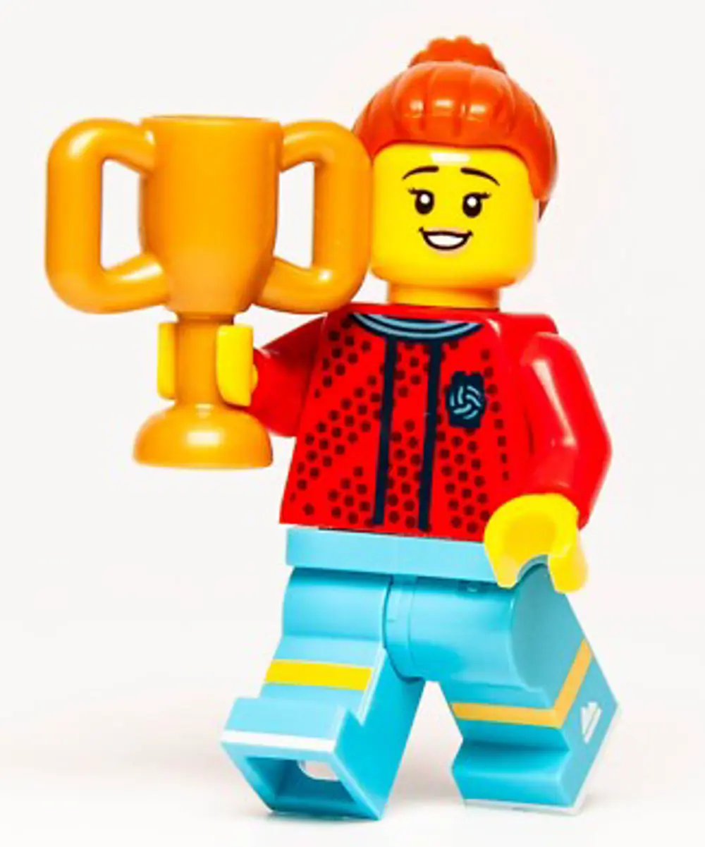 Orjinal Lego Minifigür Female Football Soccer Champion Player wit