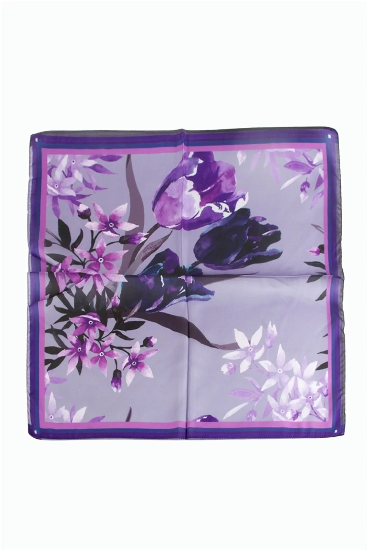 Orkide Desenli Zr Şifon Fular 50*50 cm