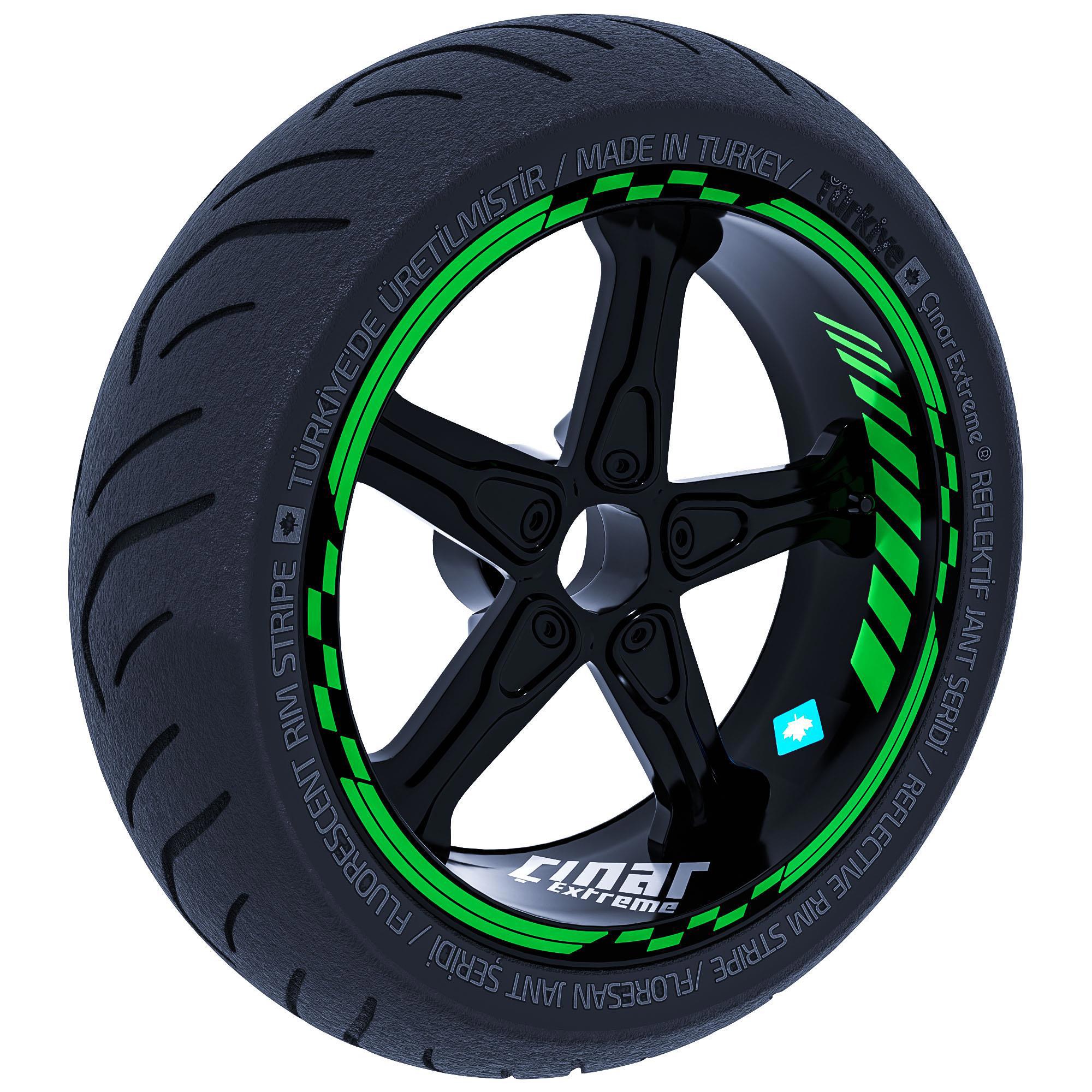 Orman Yeşili Moto GP İç Dış Jant Şeridi Takım Sticker Çınar Extre