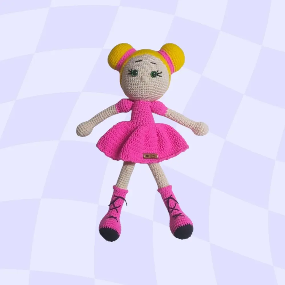 Örme Pembe Bebek Amigurumi Organik Oyuncak-Uyku Arkadaşı