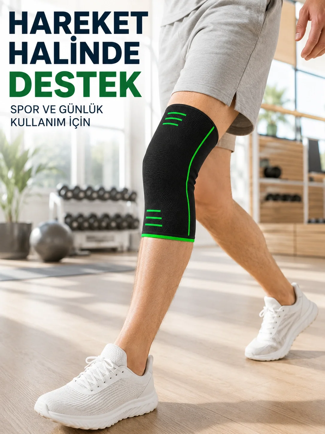 Örme Spor Dizlik Siyah Yeşil Esnek Diz Destekleyici Günlük Kullanım Fiyatı, Yorumları ve Özellikleri