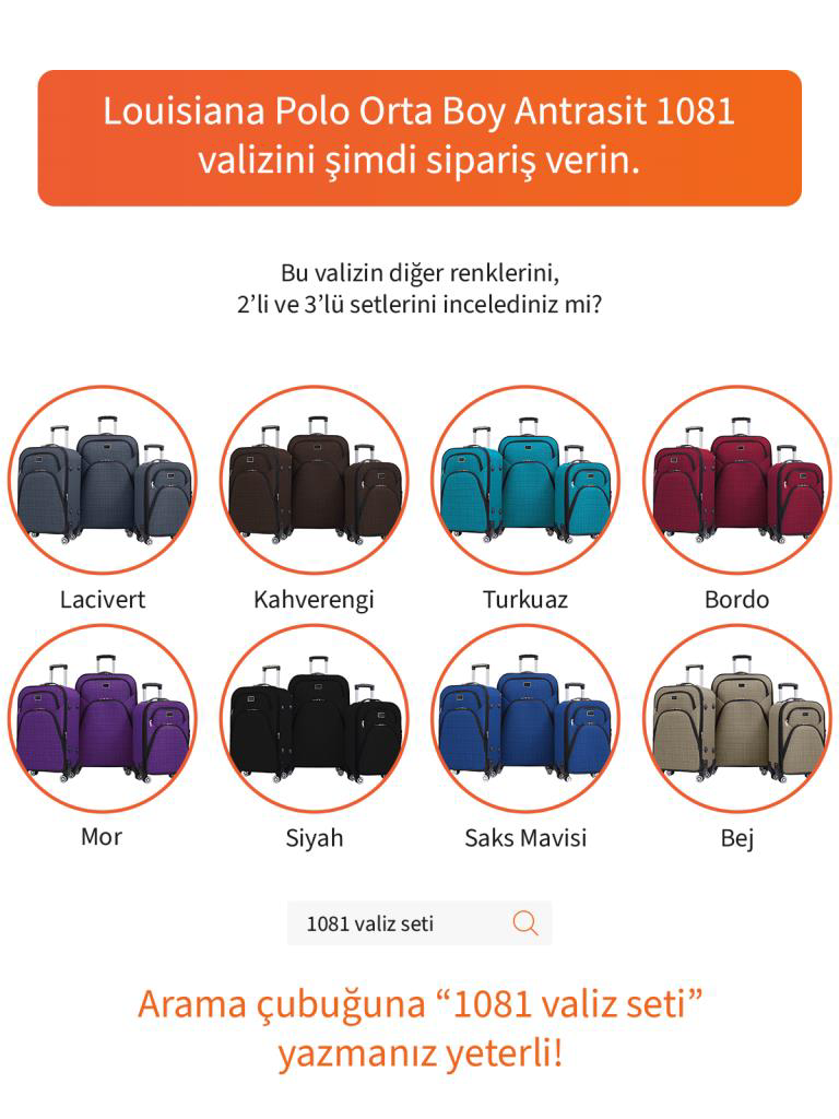 Louisiana Polo Orta Boy 4 Teker Kumaş Valiz Antrasit 1081 Louisiana Polo Orta Boy 4 Teker Kumaş Valiz Antrasit 1081