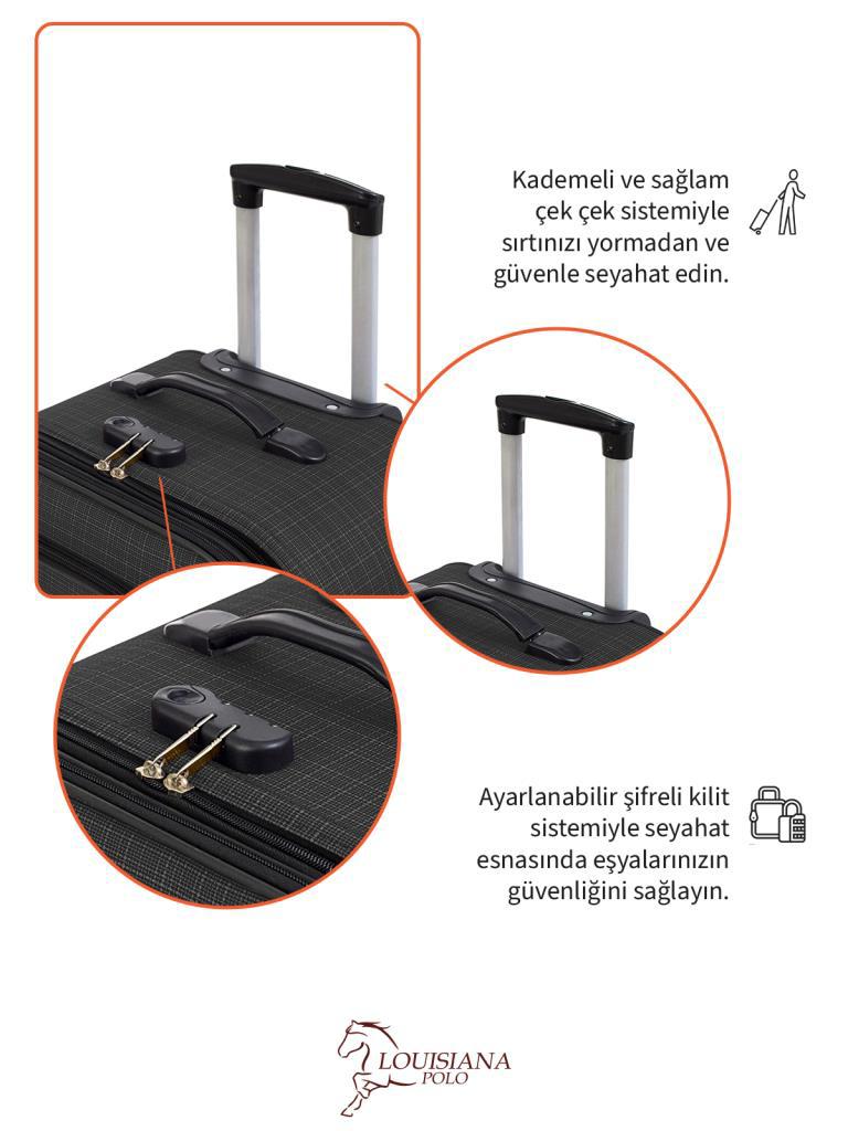 Louisiana Polo Orta Boy 4 Teker Kumaş Valiz Antrasit 1081 Louisiana Polo Orta Boy 4 Teker Kumaş Valiz Antrasit 1081