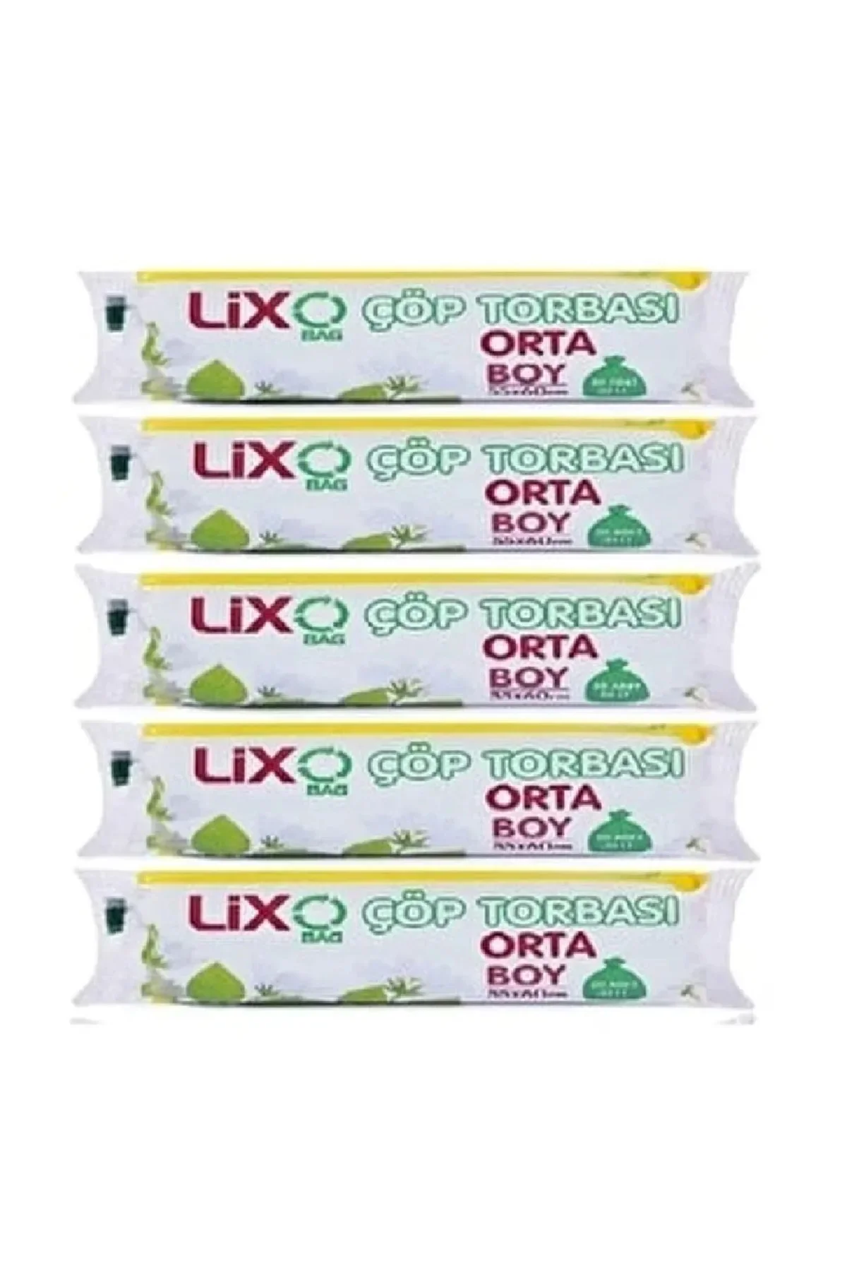 Orta Boy Çöp Torbası 55 x 60 cm 20 Li Rulo x 5 Paket = 100 Adet (