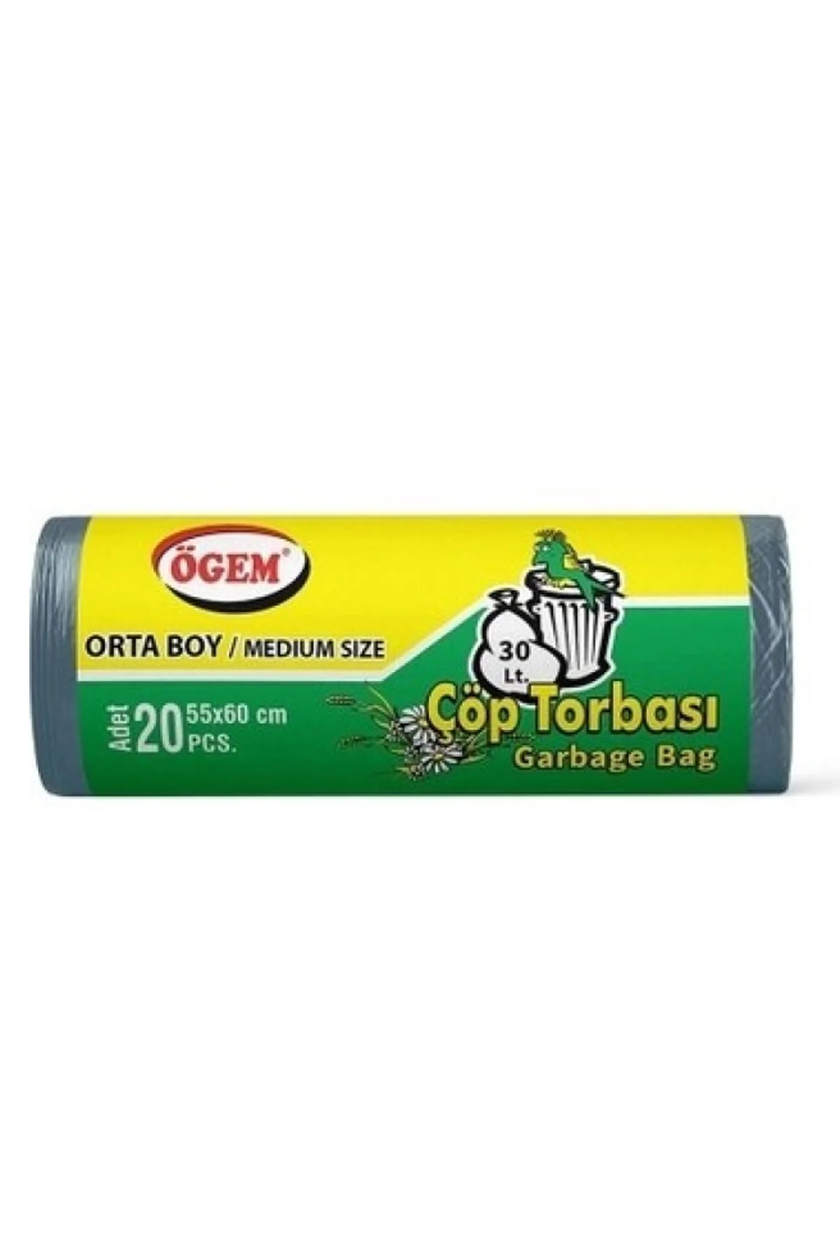 Orta Boy Çöp Torbası 55 x 60 cm 20 Li Rulo x 5 Paket = 100 Adet (