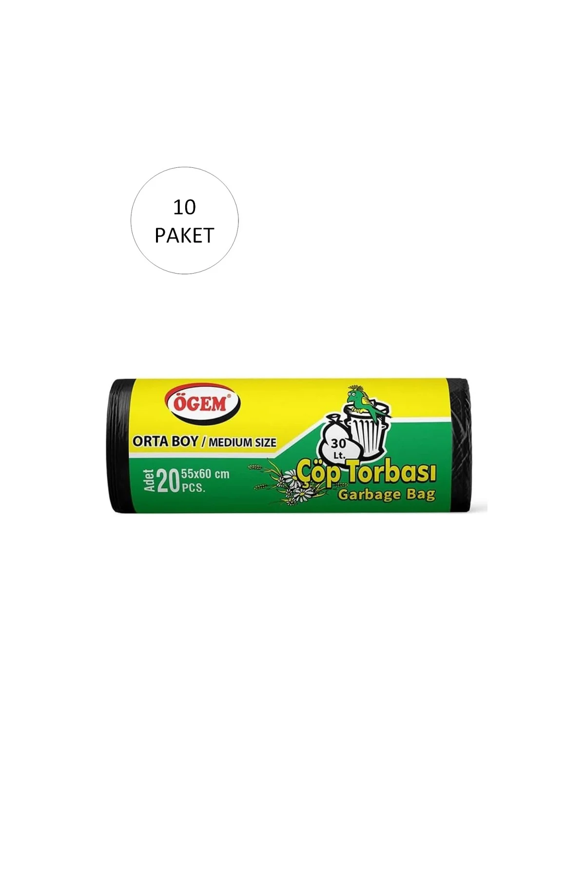 Orta Boy Çöp Torbası 55 x 60 cm 20 Li Rulo x 10 Paket = 200 Adet 