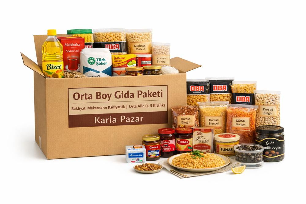 Orta Boy Gıda Paketi | Bakliyat, Makarna ve Kahvaltılık | Orta Ai