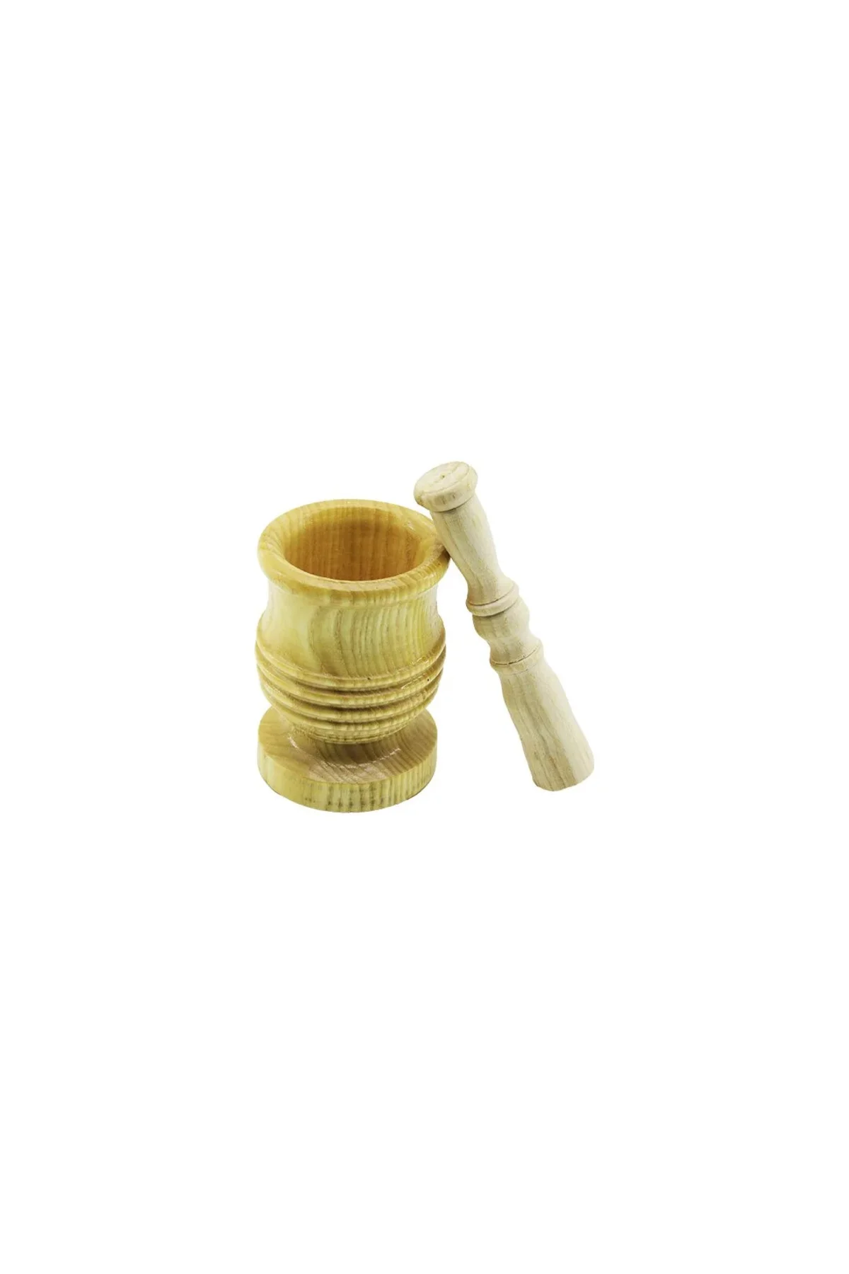 Orta Boy Lüx Ahşap Havan Sarımsak Dövecek Ç: 7.3CM--D: 6.5CM--Y: 10.5CM Fileli Ambalaj