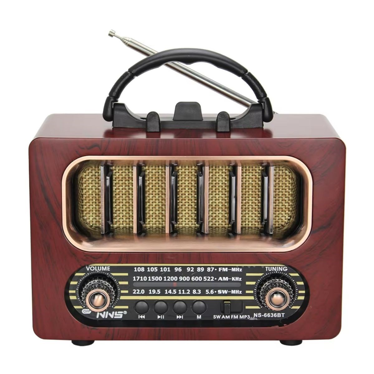 Orta Boy Retro Ahşap Tasarım Bluetooth Hoparlörlü Radyo – FM/AM D