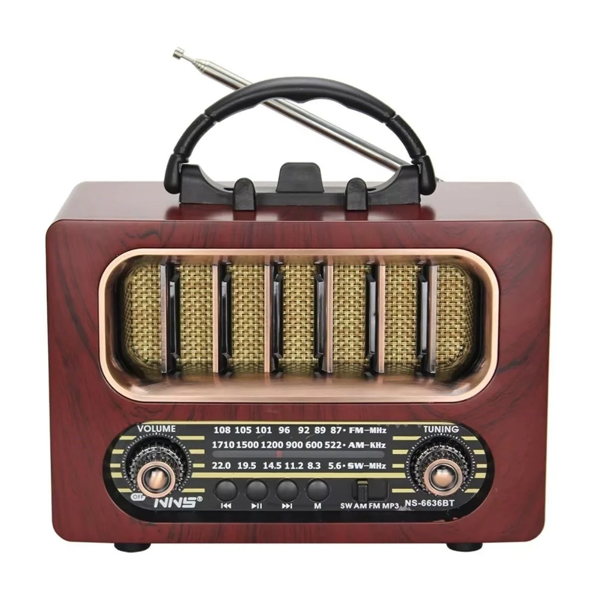 Orta Boy Retro Ahşap Tasarım Bluetooth Hoparlörlü Radyo – FM/AM Destekli, Şarjlı ve Taşınabiliri Radyo NS-6636 Fiyatı, Yorumları ve Özellikleri