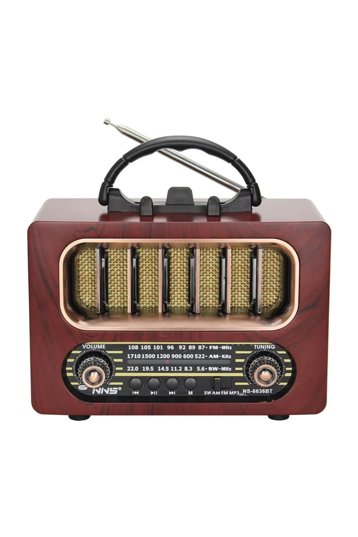 Orta Boy Retro Ahşap Tasarım Bluetooth Hoparlörlü Radyo – FM/AM Destekli, Şarjlı ve Taşınabiliri Radyo NS-6636 Fiyatı, Yorumları ve Özellikleri