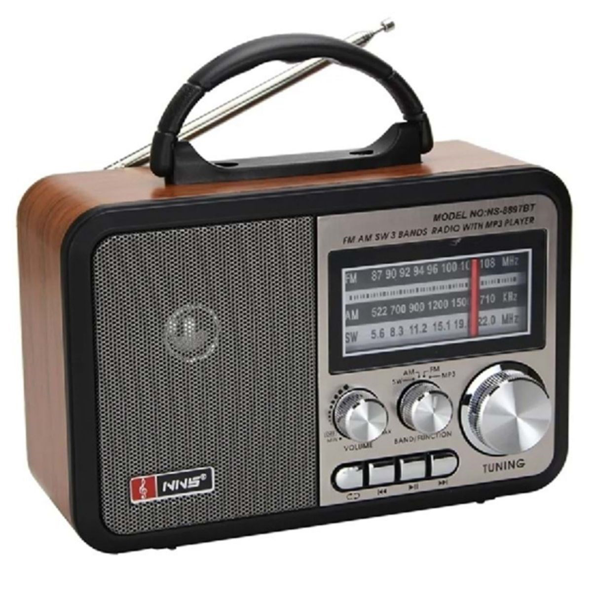 Orta Boy Retro, Nostaljik, Ahşap Tasarım Bluetooth Hoparlörlü, Şa