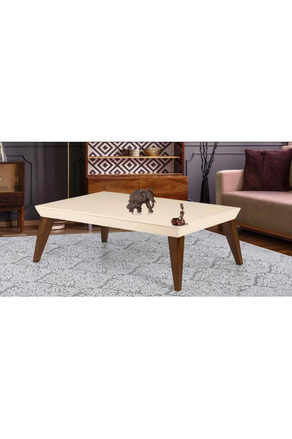 Orta Sehpa 11773 OSM Piramit Model Krem Ceviz Kayın RETRO ayak Demonte El Yapım - Görsel 2